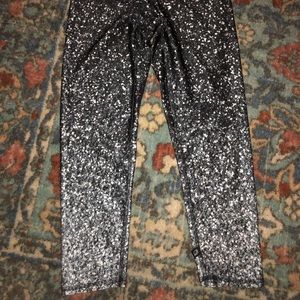 Black Glitter Print Terez Leggings